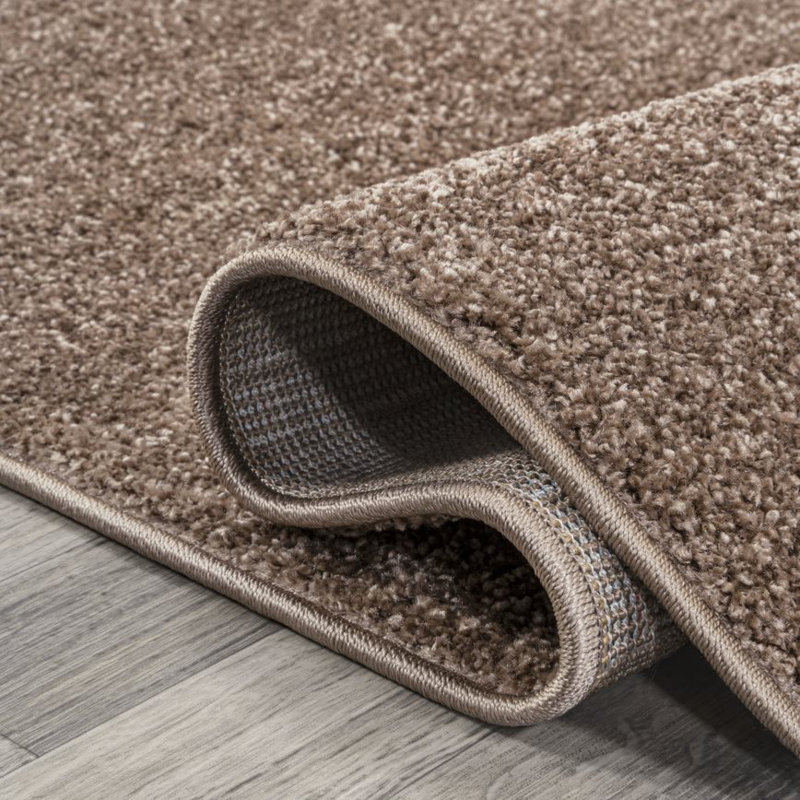 Antto Solid Low-Pile Brown Rug, Oval 3' x 5'