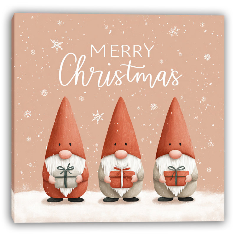 «Three Christmas Gnomes», art mural sur toile tendue, H 30 po x l 30 po