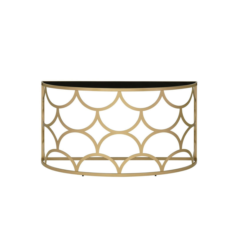 Eckel Contemporary 54"L Console Table with Half-Moon Style in Gold and Black