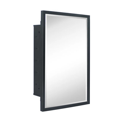 16'' W 24'' H Recessed Framed Medicine Cabinet Mirror 2 Adjustable