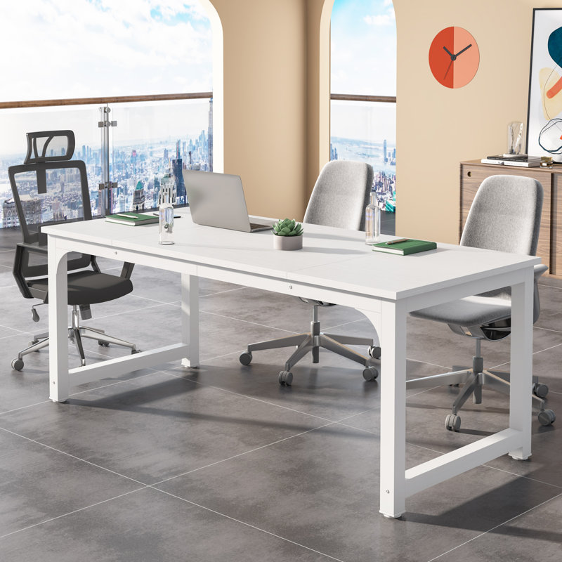 180cm Rectangle Conference Table, White, White 