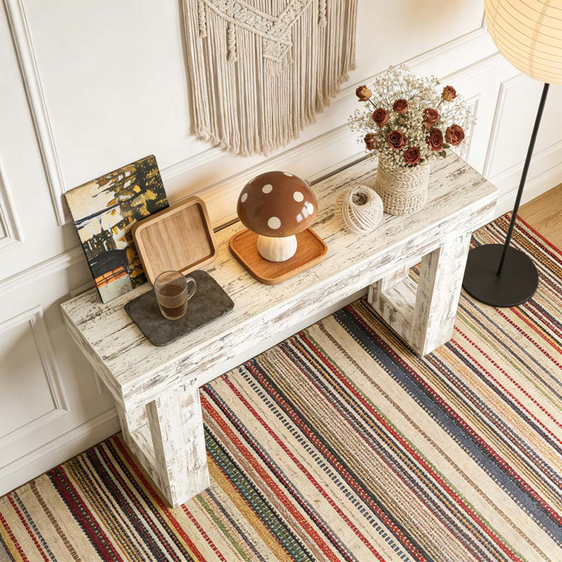 Stable TV Stand,Elegant Console Table, White/Vintage