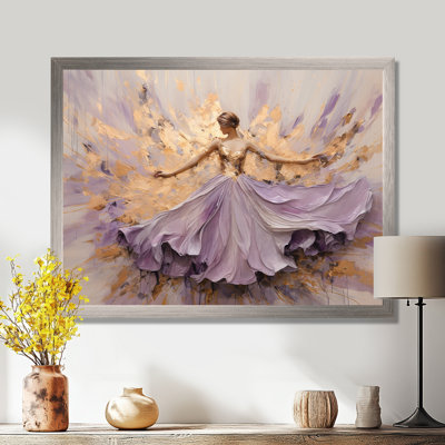 Minimalism Purple Gold Ballerina - Ballet Wall Art
