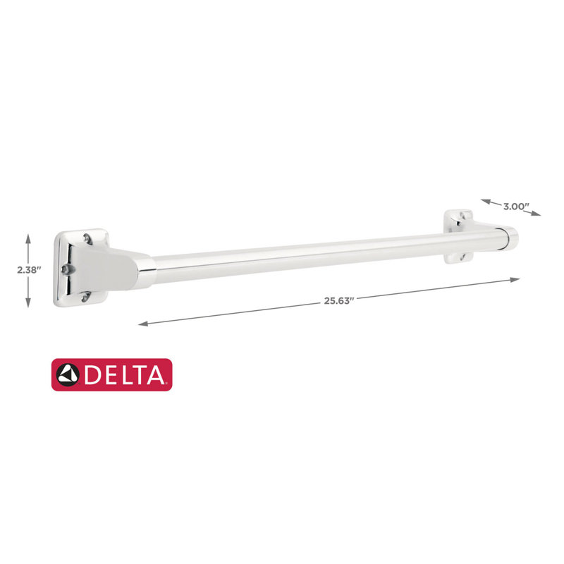 Exposed Mount Residential Assist Grab Bar, 0.87" H x 16" W, Polished Chrome
