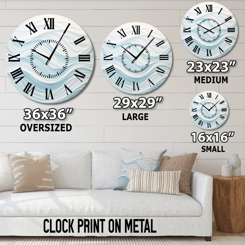Horloge murale bleue et blanche, Surdimensionné