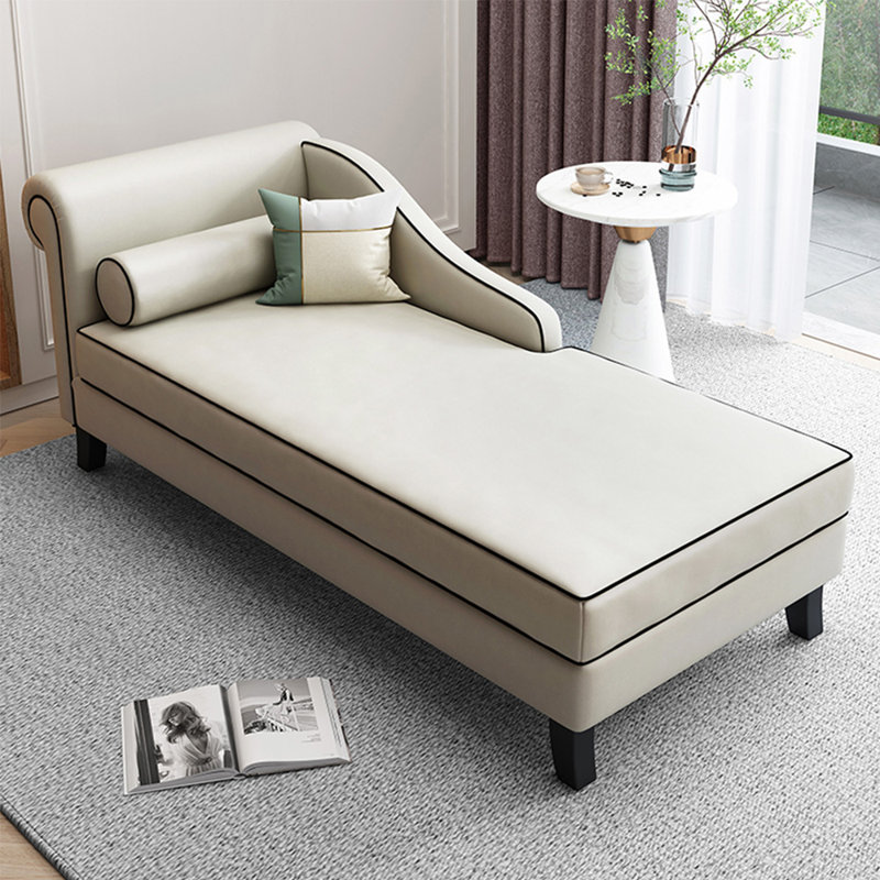 Chaise longue rembourrée Gibeon, Accoudoir à gauche (vu de face), Blanc cassé