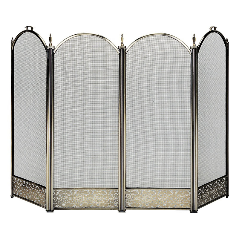 Brass Fireplace Screen, Antique Brass