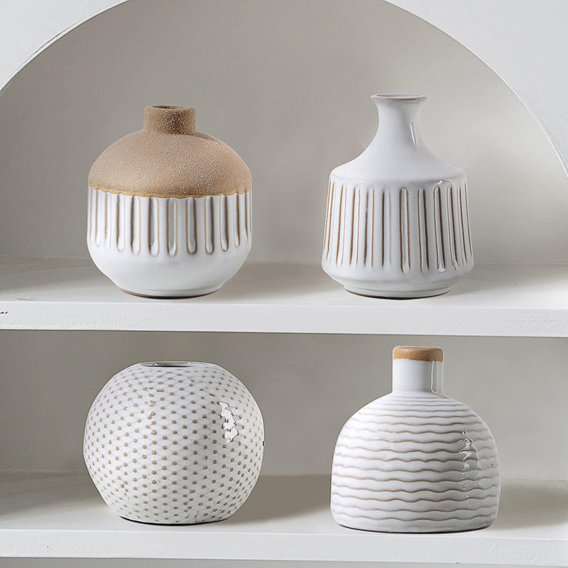 Ensemble de 4 vases en céramique Boho Minimalist