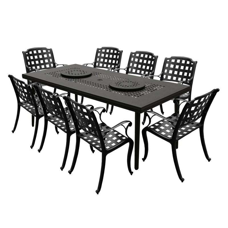 Ensemble de salle à manger rectangulaire en aluminium pour 8 personnes 84 po Darlenatta