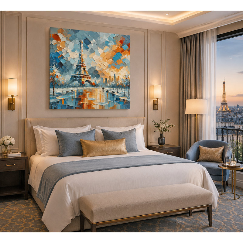 Abstract Eiffel Tower Wrapped Canvas Wall Art, 40" H x 40" W x 1.5" D
