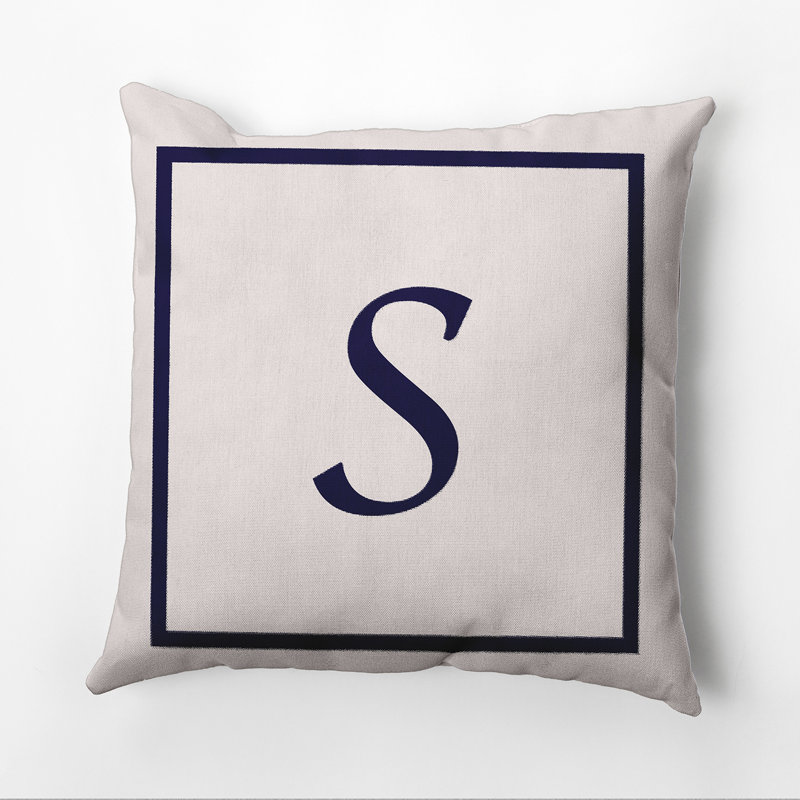 Reversible Throw Pillow, 26"x26", Navy Blue/White, S