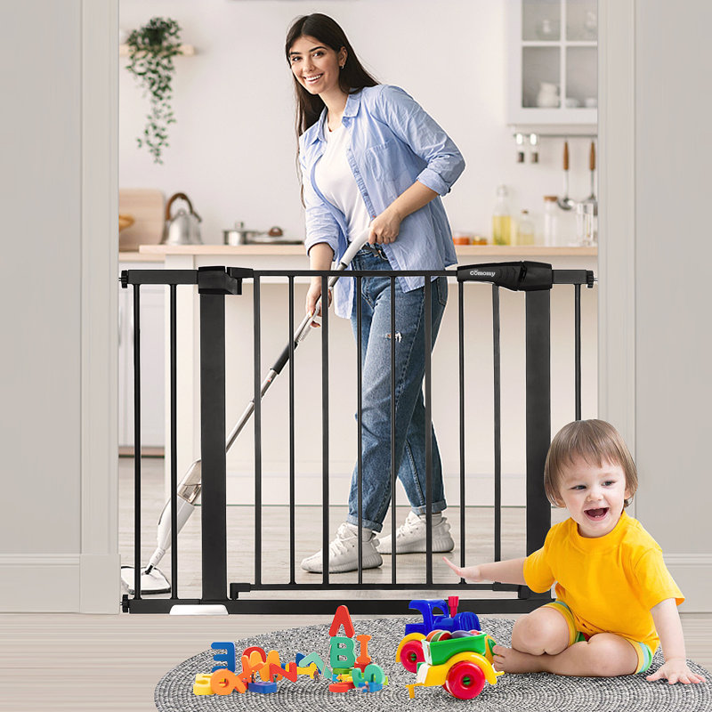 30" Tall Auto Close Walk Thru Safety Gate, Black