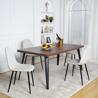 Carswell Caswell 5-Piece Modern Kitchen Dining Set with 4 Luxury Upholstered Dining Chairs