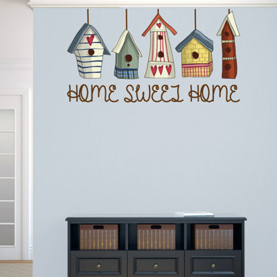 Home Sweet Home Bird Houses Printed Wall Decal