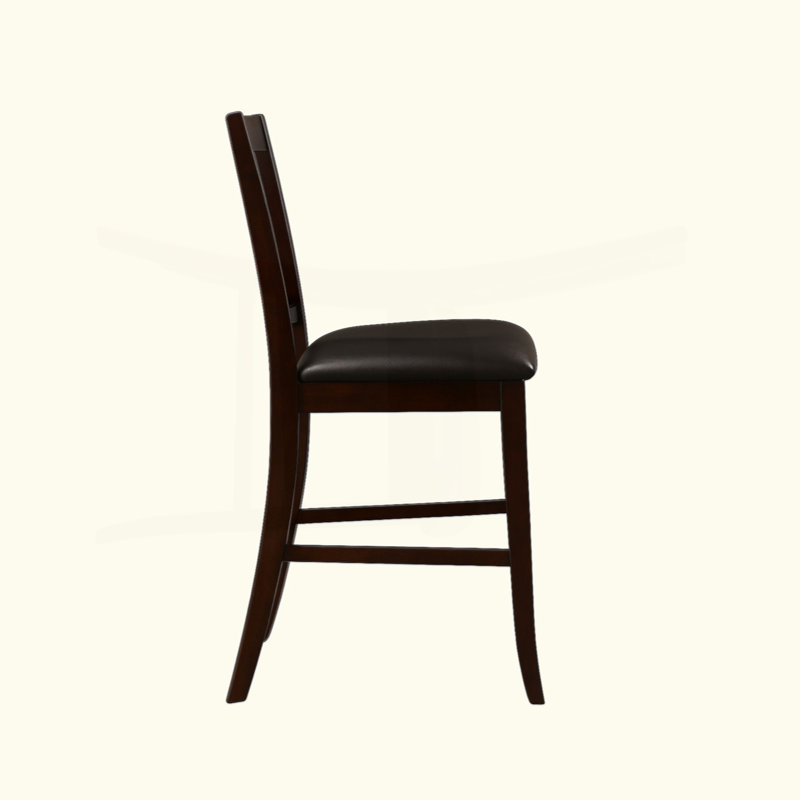 Ensemble de 2 chaises de comptoir traditionnelles avec assise rembourrée en similicuir espresso