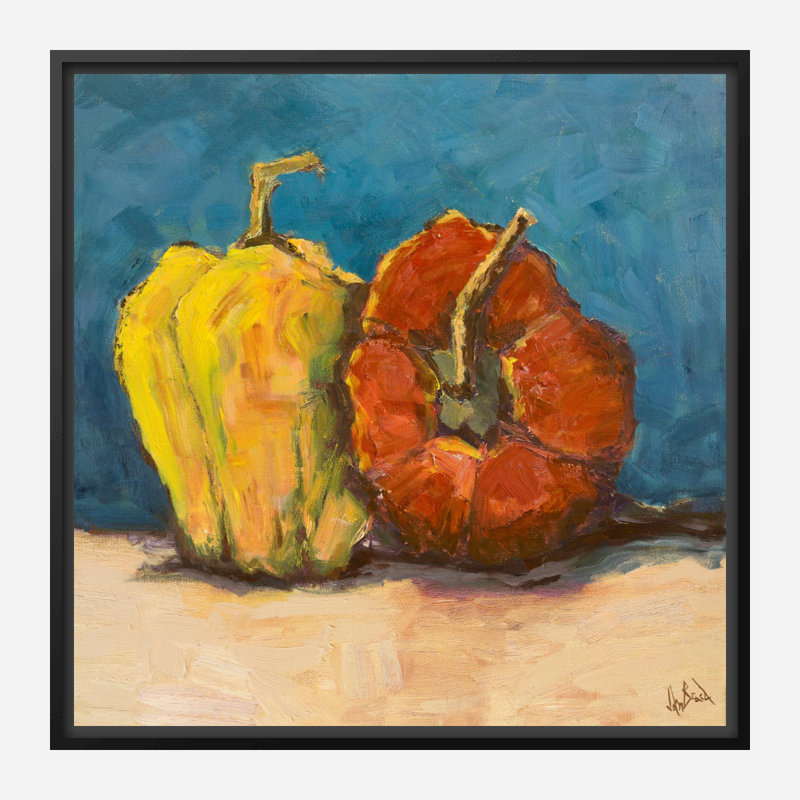 Peppers Bleu By John Beard - Gallery Wrapped Canvas Print Print by John Beard, 22" H x 22" W x 2" D, Black Floater Framed