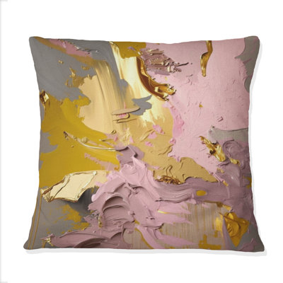 Coussin décoratif rétro rose et or rétro I - Collages abstraits