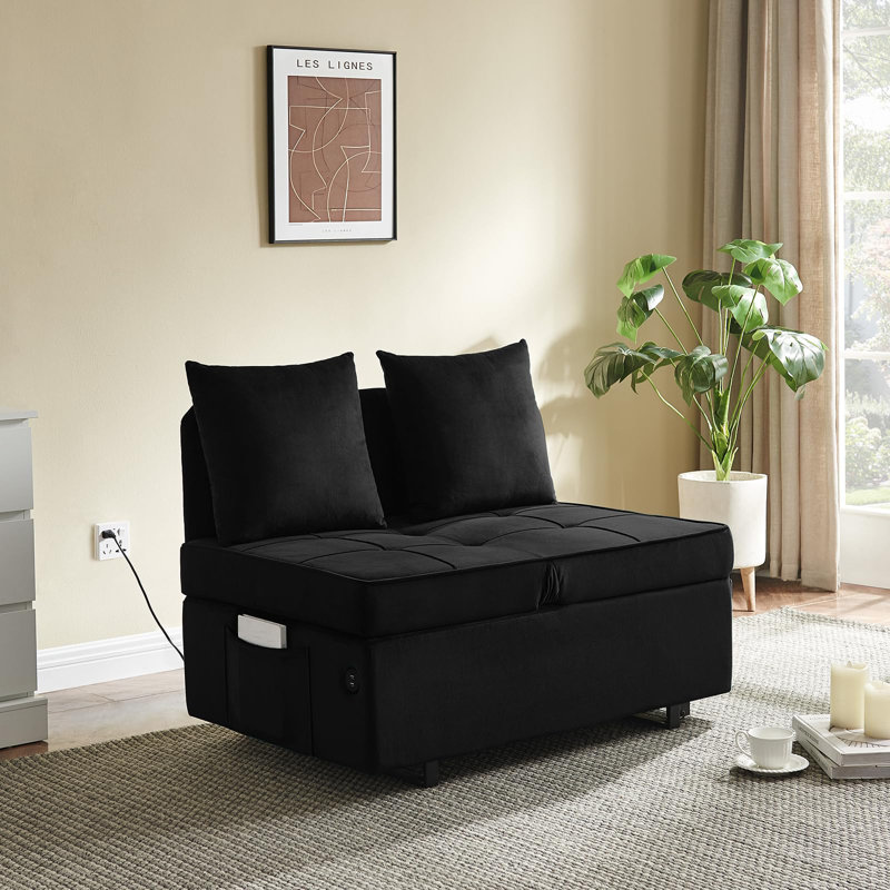 4-in-1 Convertible Sleeper Sofa Bed, Black
