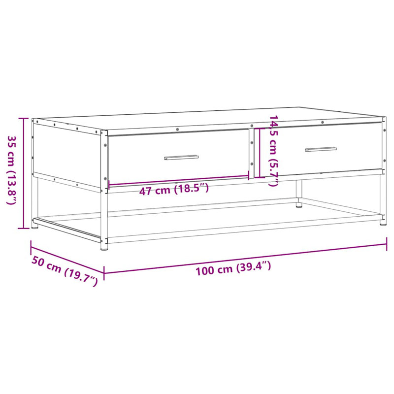 Coffee Table with Storage, Brown Oak