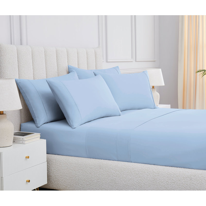 Ensemble de valises pour chambre Sterling Heights, Ensemble de draps pour lit double + un drap-housse, Bleu