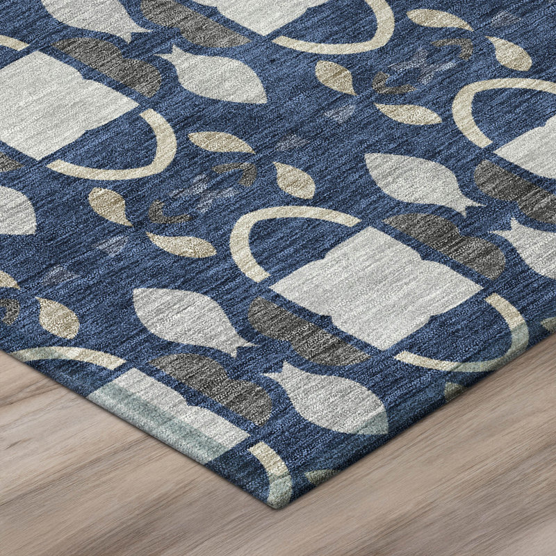 Tapis intérieur / extérieur lavable à la machine Chantille ACN2920, Marine, 10 pi x 14 pi