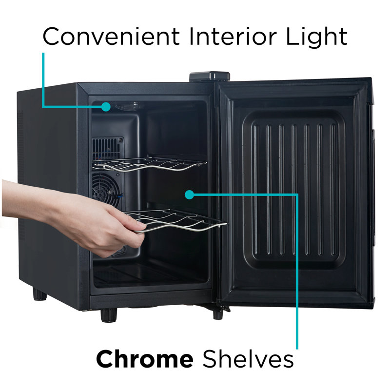 Elegant 6-Bottle Wine Cooler with Thermoelectric Cooling and Mirrored Door