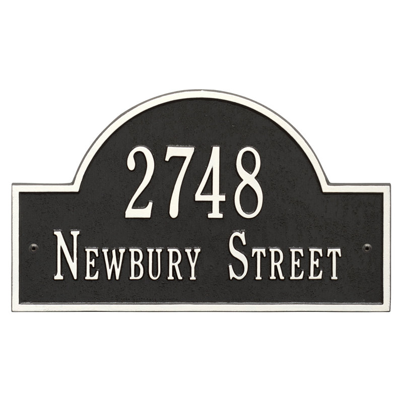 Plaque d'adresse murale sur 2 lignes, Noir et blanc, Oui