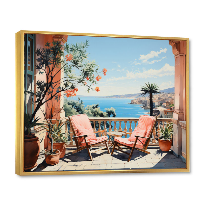 La Dolce, côte italienne III - Italie, art mural, Cadre flottant doré, H 30 po x l 40 po x P 1,5 po