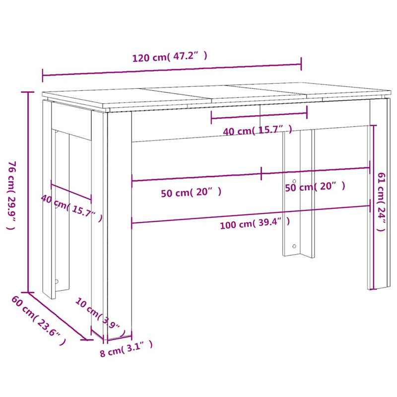 Aatos Dining Table, 76cm H x 120cm W x 60cm D, Sonoma Oak, Sonoma Oak