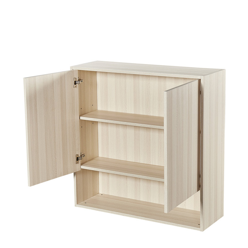 Wall Mount Medicine Cabinet Open Storage Walnut L 36 in x H 36 in x D 11.8 in, White