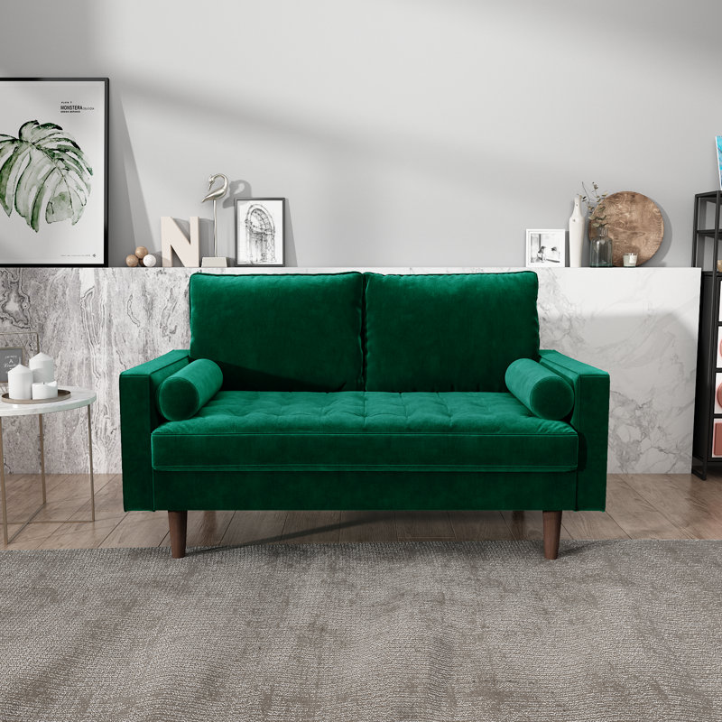 Christner 58'' Velvet Loveseat, Green
