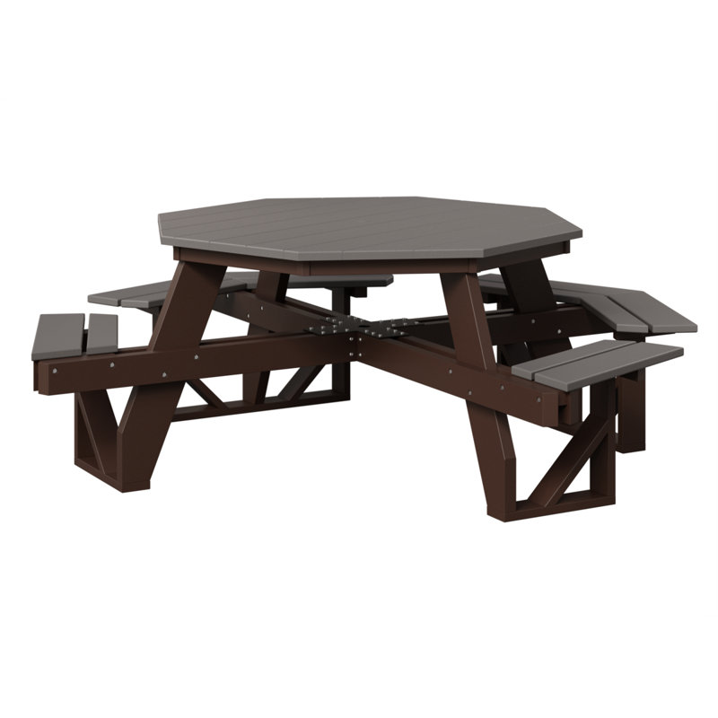 Table de pique-nique Ada, Light Gray Top/Chocolate Brown Base