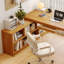 Bureau en L en bois massif avec 1 tiroir Burlywood-1515020254-1515020252