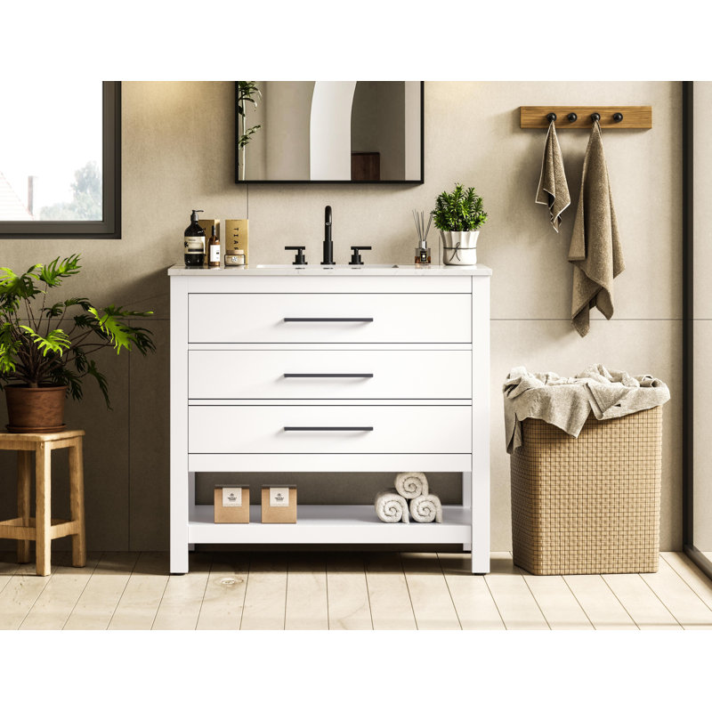 Meuble-lavabo simple 36 po_Moderne_VF60536, Blanc