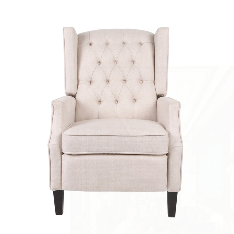 Fabric Armchair Push Back Recliner, Beige