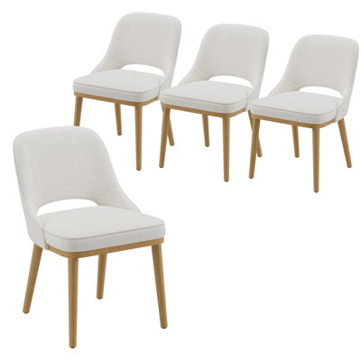 Chaises de salle à manger rembourrées | Dossier ouvert, pieds en bois massif