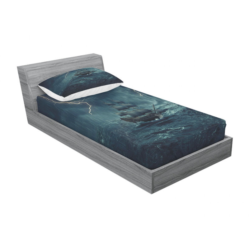 Ensemble de draps Stormy and Rainy, Ensemble de draps pour lit simple TG avec drap-hou