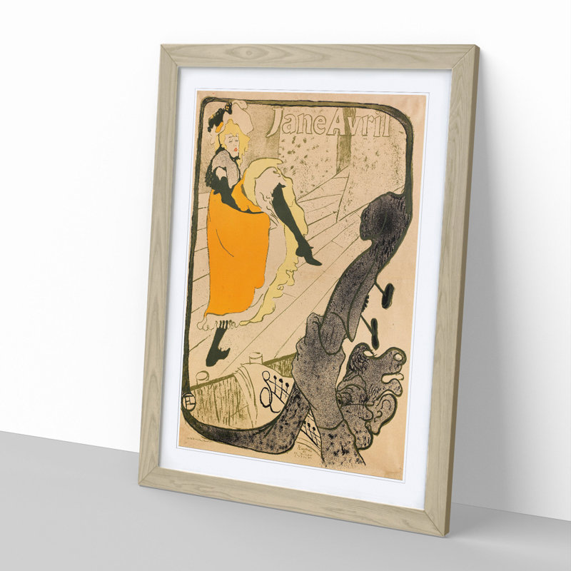 Jane Avril Vol.2 by Henri De Toulouse-Lautrec - Picture Frame Painting, 48cm H x 36cm W x 2cm D, Oak