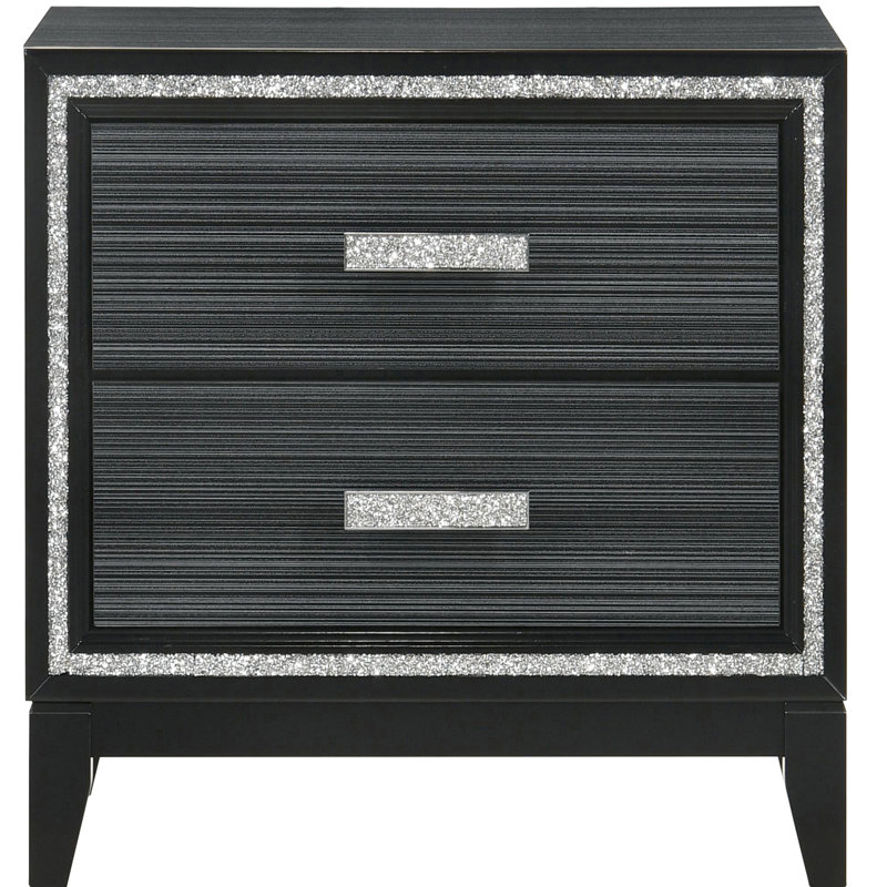 Table de chevet moderne - noir patiné 2, rangement élégant 2 po