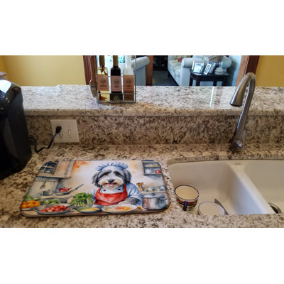 Bearded Collie The Chef Dish Drying Mat