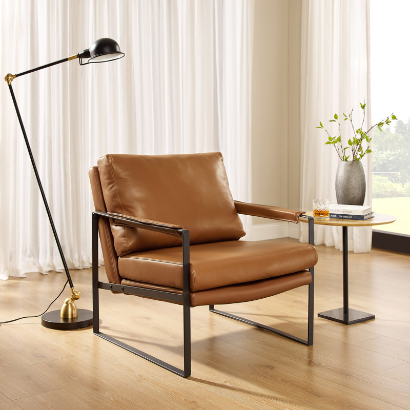 Mirsade 27.09'' W Leather Upholstered Accent Armchair