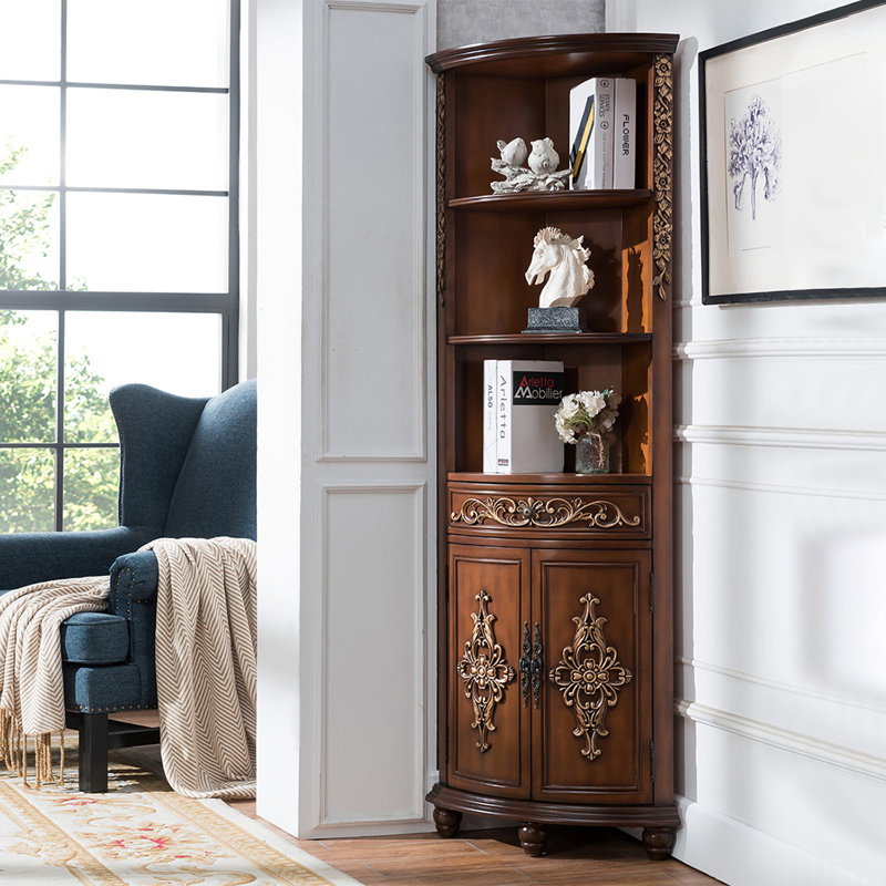 American country style corner bookcase, Brown