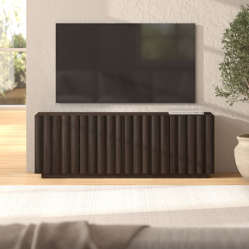 Molly Rectangular Fluted TV Stand for TV's up to 75" in Brown Oak, Brown Oak