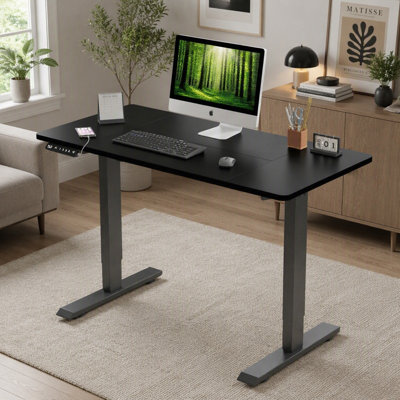 Bureau debout électrique blanc de 55 po x 24 po, réglable en hauteur avec planche à découper pour la maison et le bureau