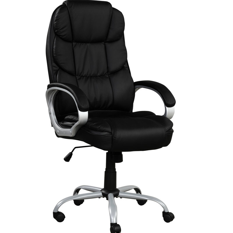 Chaise de bureau à haut dossier - inclinaison à 360 degrés, revêtement en cuir synthétique, rotation réglable, stable