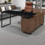 Bureau de direction moderne en L avec crédence de rangement Modern