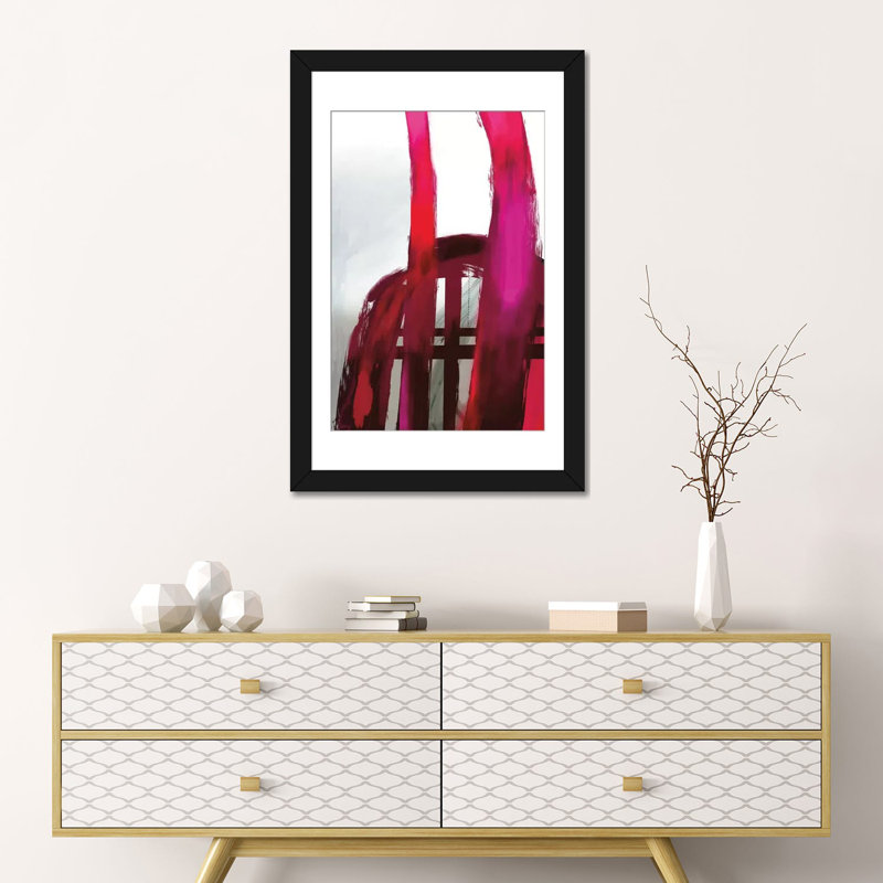 « fuchsia ii », reproduction sur toile, H 32 po x l 24 po x P 1 po, Papier d'art encadré noir, Blanc