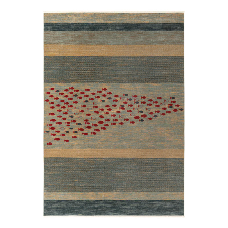 Tapis bleu / rouge / beige Abrigail, Rectangle de 10 pi x 14 pi