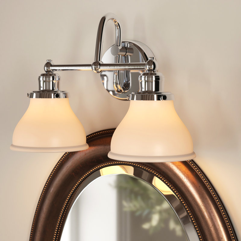 Éclairage pour salle de bain à intensité variable 2 lumières Baxter, Chrome, Lait