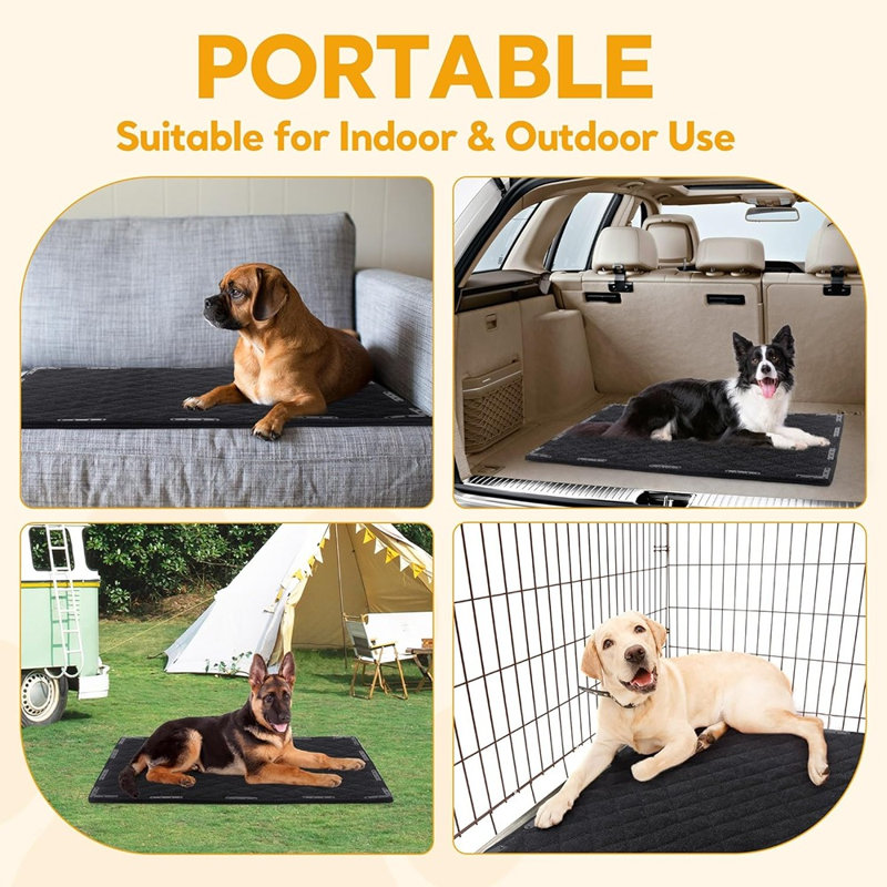 Tapis de lit pour chien Chew-Proof - Coussin de caisse imperméable indestructible avec renforts en métal, durable pour les chiens de taille moyenne, pour une utilisation intérieure et extérieure